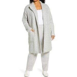 Vince Clean-Edge Wool-Blend Cardigan Coat, Light Heather Grey